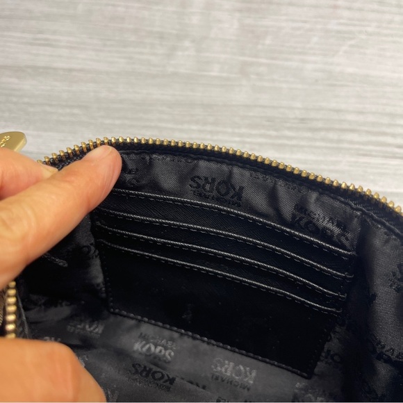 Michael Kors Jet Set Travel Double Zip Wristlet Logo MK Print Black - Picture 9 of 16